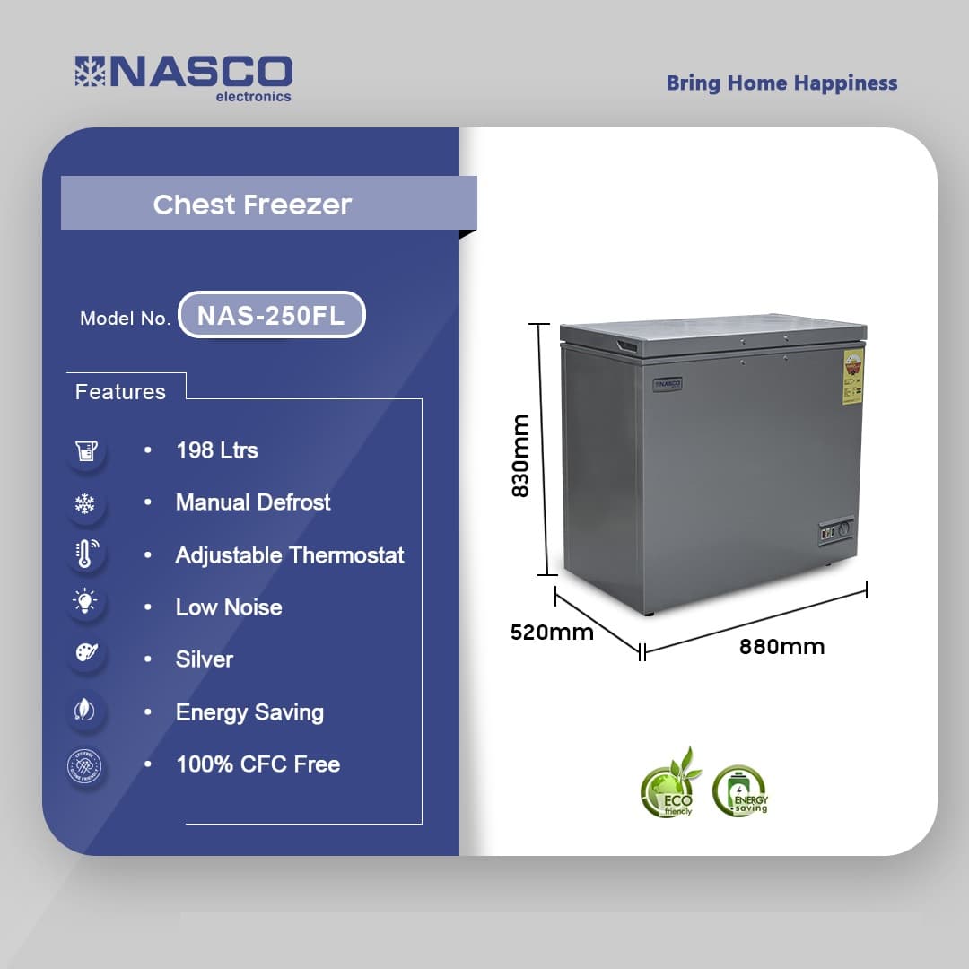 Nasco 198ltrs Chest Freezer Nas-250fl