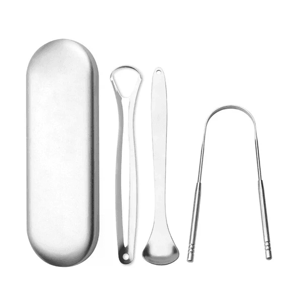 Tongue Scraper Set (3pcs) - Stainless Steel Tongue Cleaner for Fresh Breath &amp; Oral Hygiene