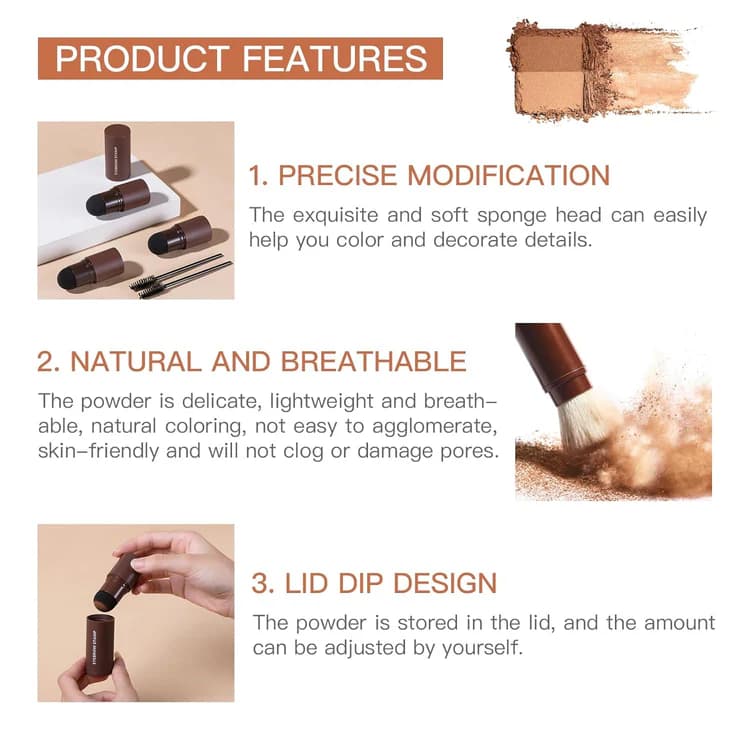 Eyebrow Stamp - Waterproof Brow Shaping Powder with 10 Stencils &amp; Brushes