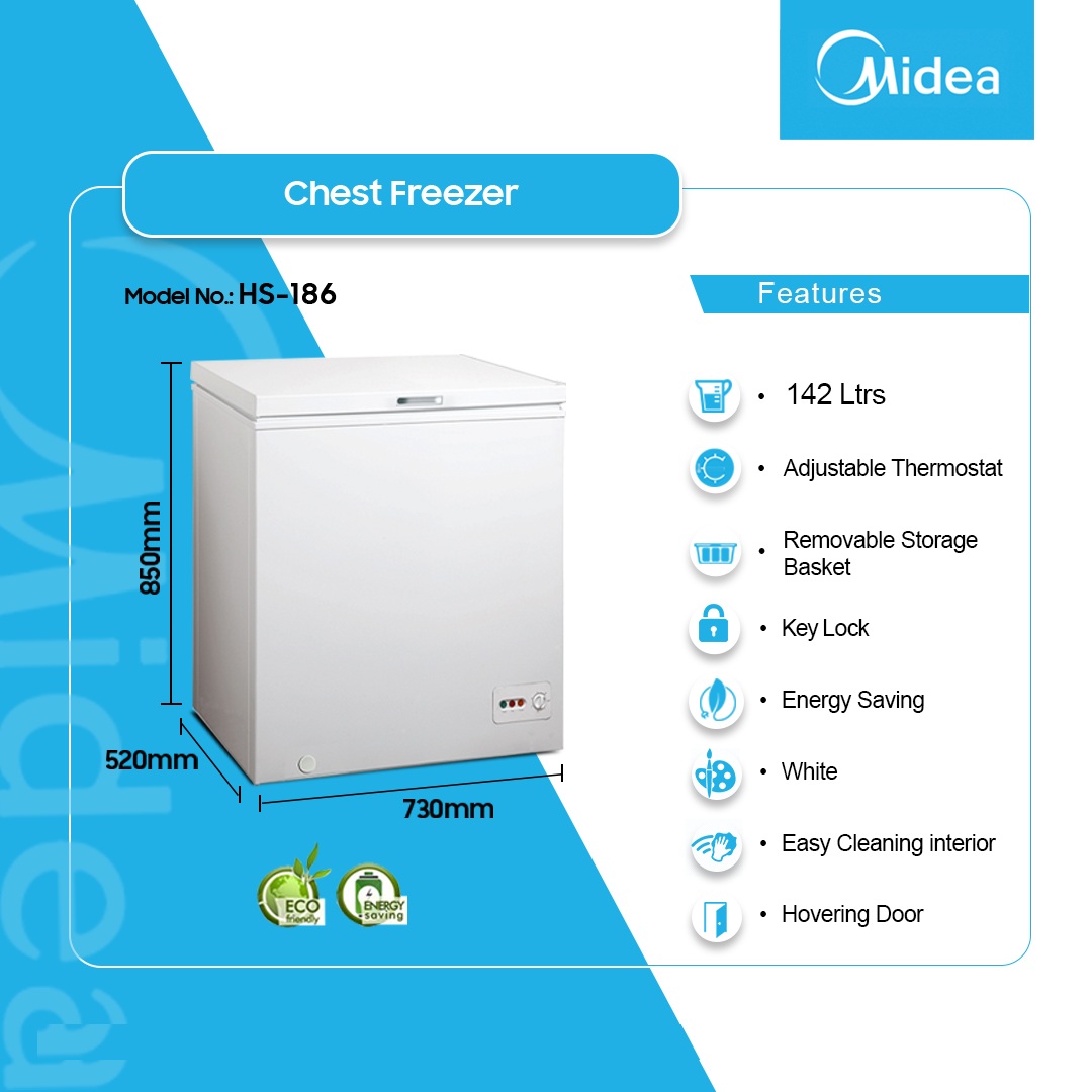 Midea 142ltr Chest Freezer Hs 186