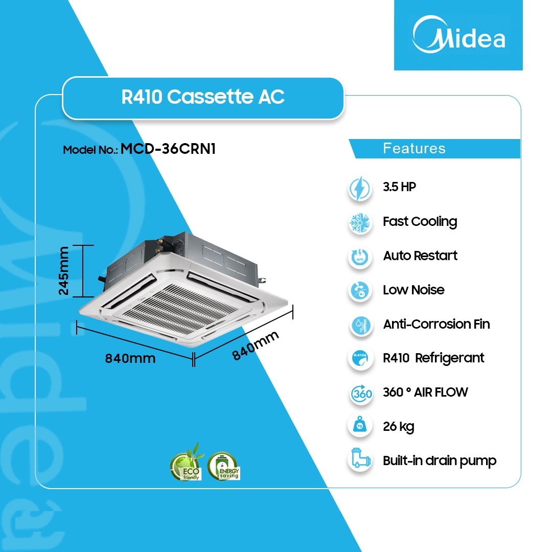 Midea 3.5hp R410 Cassett…