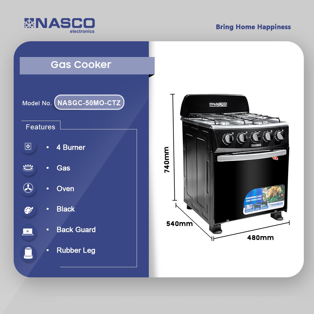 Nasco 4 Burner Gas Cooker Oven Nasgc 50mo Ctz