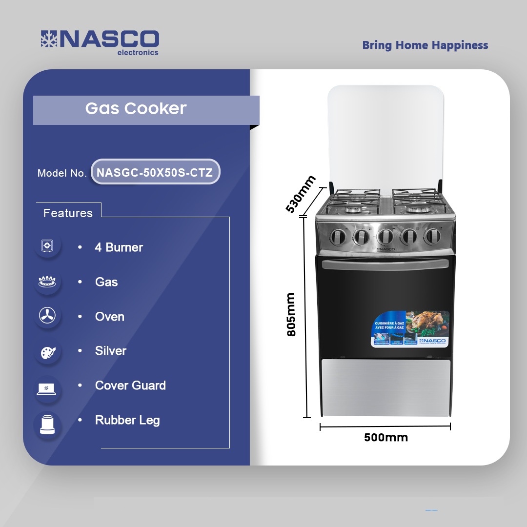 Nasco 4 Burner Gas Cooker Oven Nasgc 50x50s Ctz