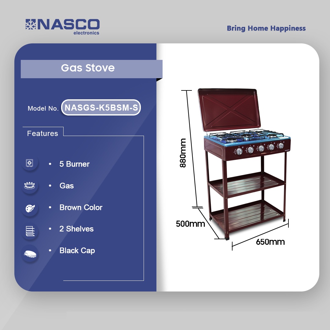 Nasco 5 Burner Gas Stove Nasgs K5bsm S in Ghana
