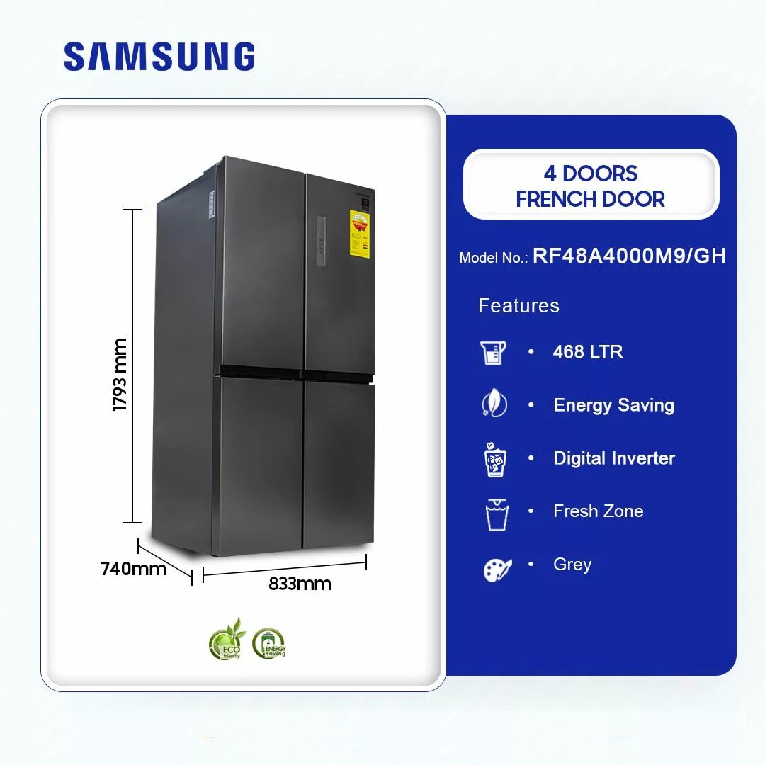 Samsung 468ltr Refrigerator 4 Doors French door Rf48a4000m9/Gh