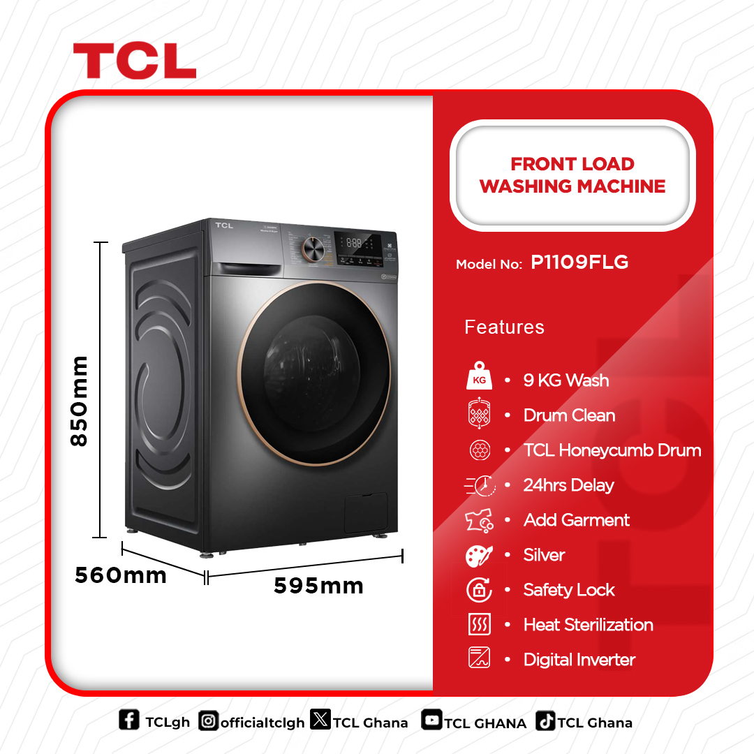 Tcl Front Load Inverter 9kg Washing Machine P1109flg