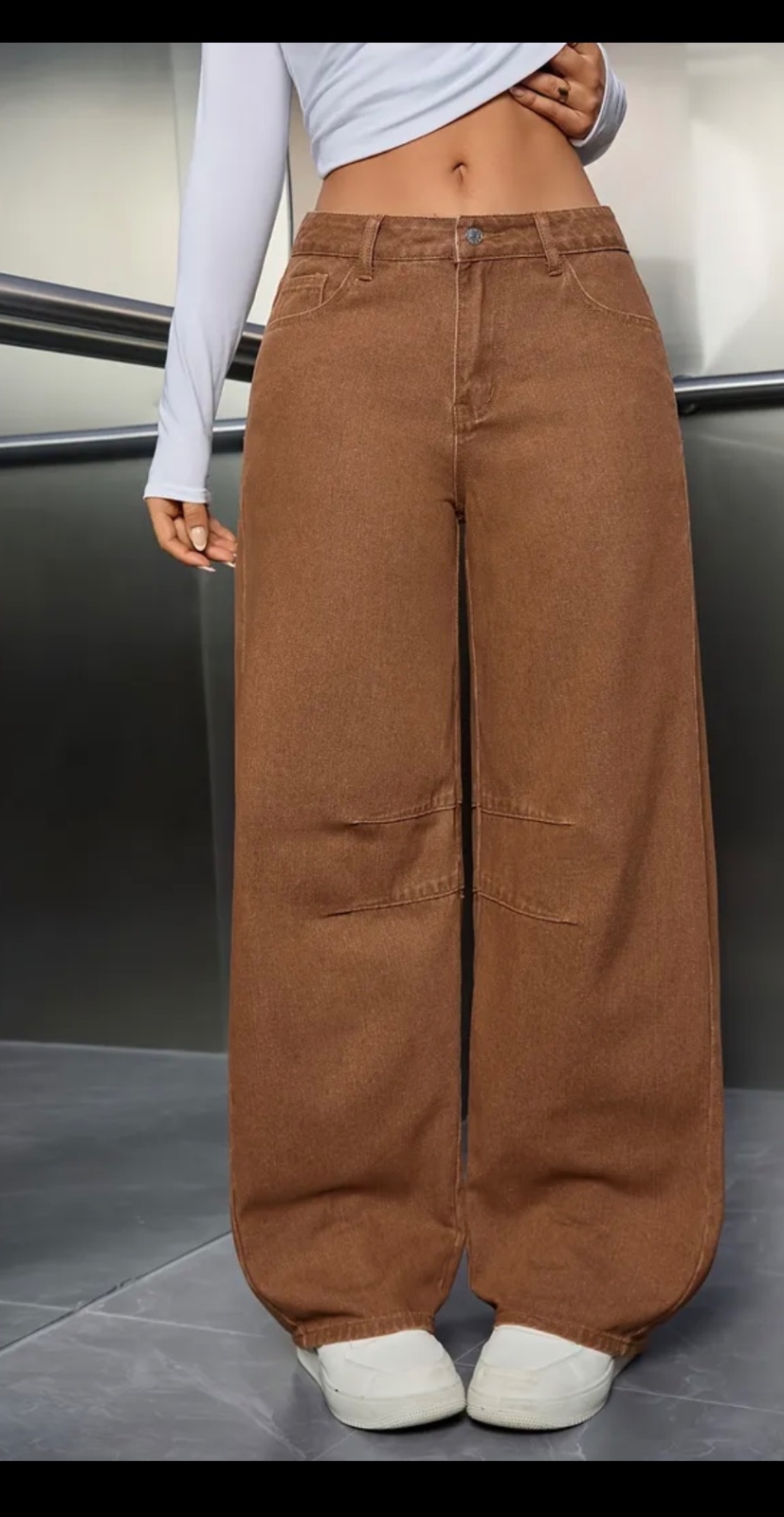 Ladies brown baggy jeans
