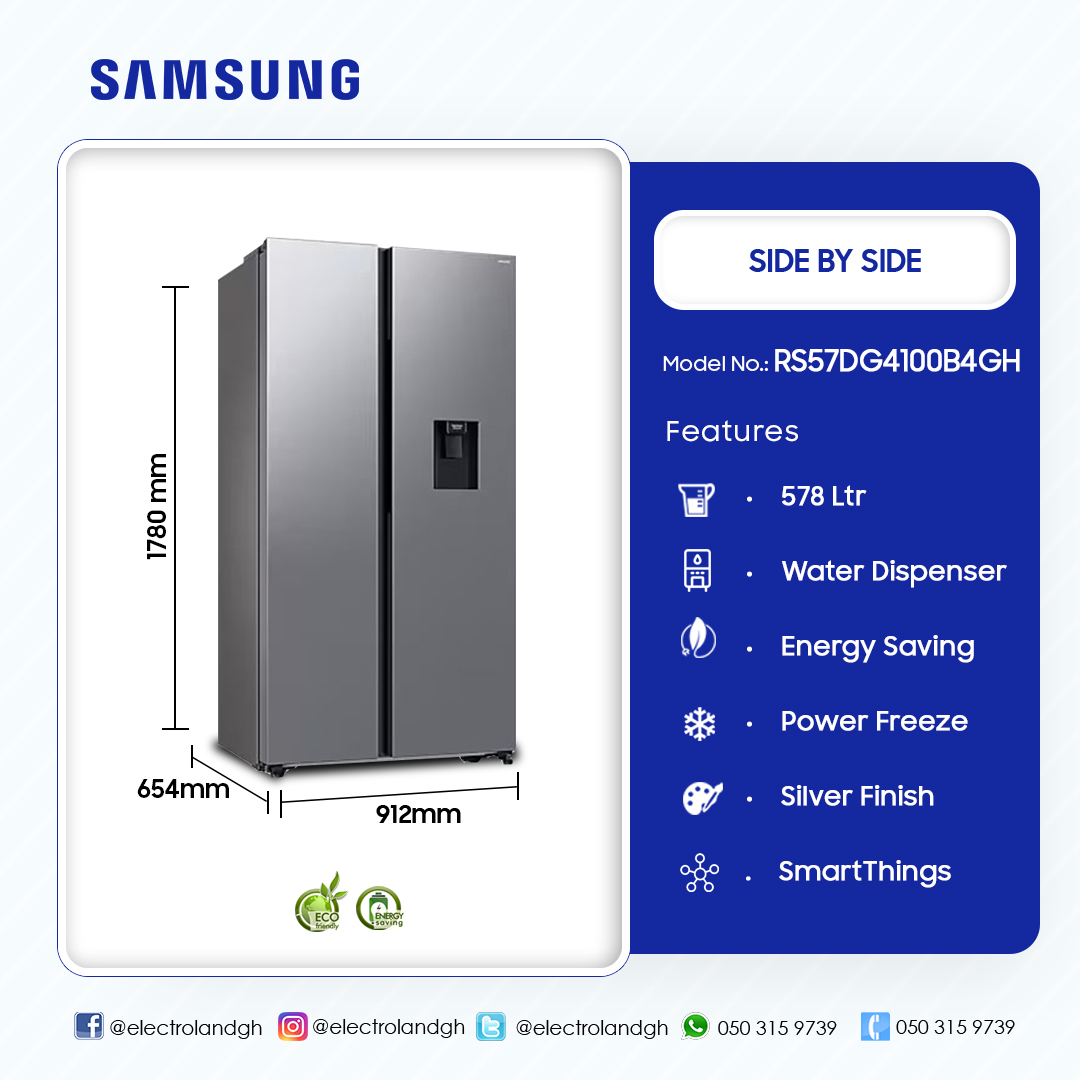 Samsung 578ltr Side By Side Refrigerator Rs57dg4100b4gh