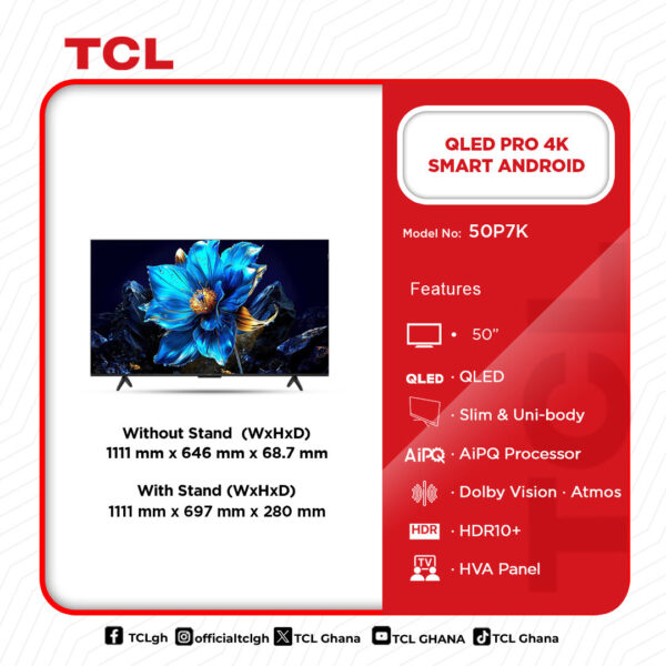 Tcl 50″ QLED Pro 4K Smart Android Television