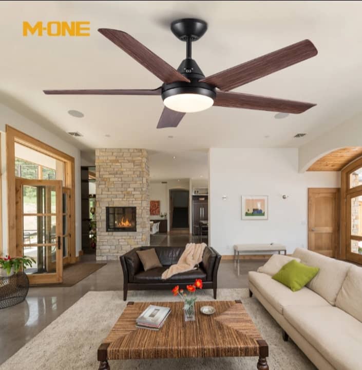 Dark Wood Executive Modern 5 Blade Ceiling Fanlight