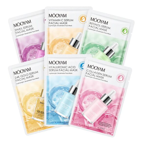Derm Face Sheet Mask - Hydrating &amp; Brightening Facial Mask for All Skin Types