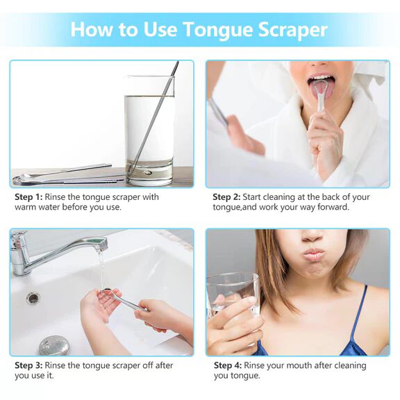 Tongue Scraper Set (3pcs) - Stainless Steel Tongue Cleaner for Fresh Breath &amp; Oral Hygiene