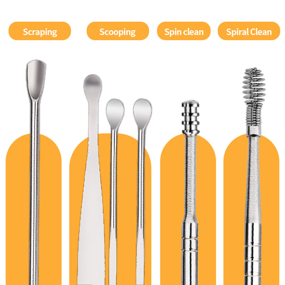Ear Cleaner Kit (5pcs) - Reusable Ear Wax Removal Tools with Travel Case