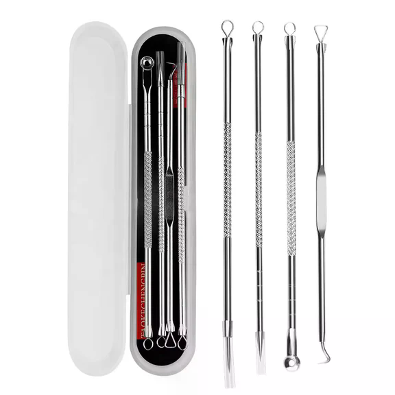 Pimple Extractor Tool Set (4pcs) - Blackhead &amp; Whitehead Remover Kit