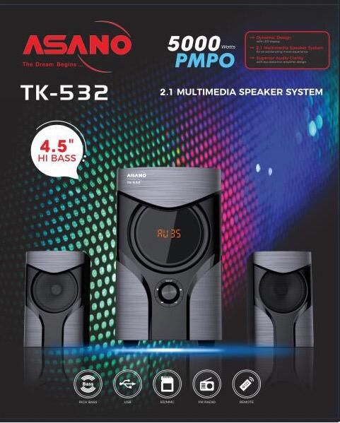 asano tk 532 bluetooth 2 1 channel sub woofer system black