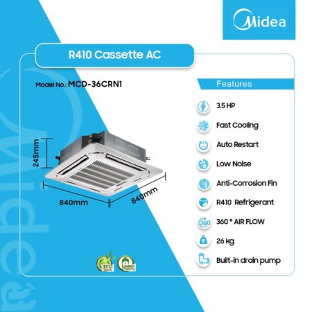 Midea 3.5hp R410 Cassette Unit Mcd 36crn1