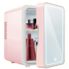 Beauty Fridge with Mirror & LED Light (4L) - Mini Skincare & Makeup Refrigerator, Cool & Warm