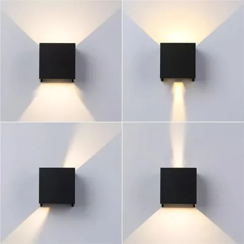 Black LED Wall Indoor-Outdoor Lamp with Adjustable Ray Angle