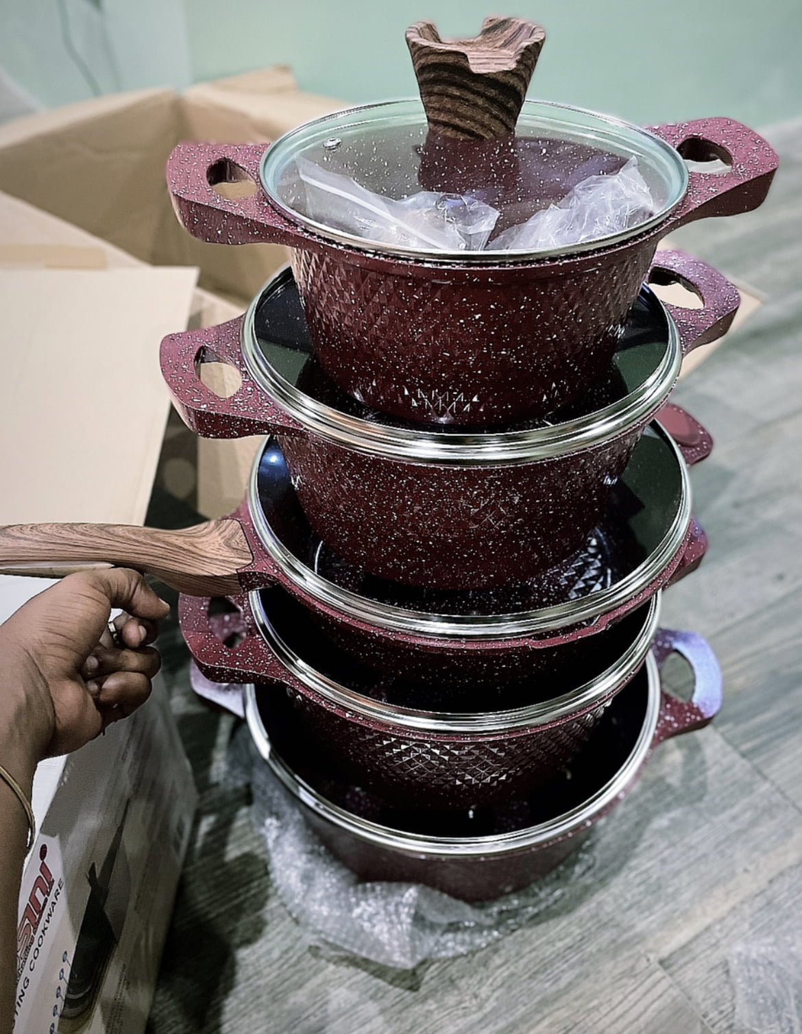 Non stick granite cookware set 12pcs