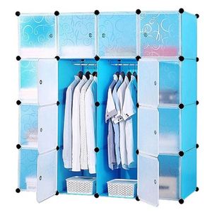 16 cubes plastic wardrobe with drawers black