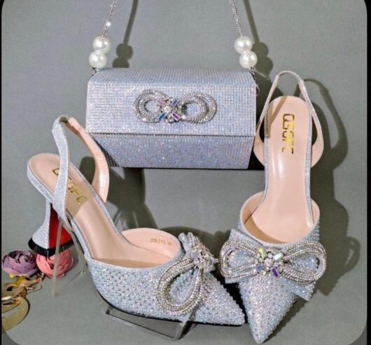 Ladies Clutch hand bag with shoe Set