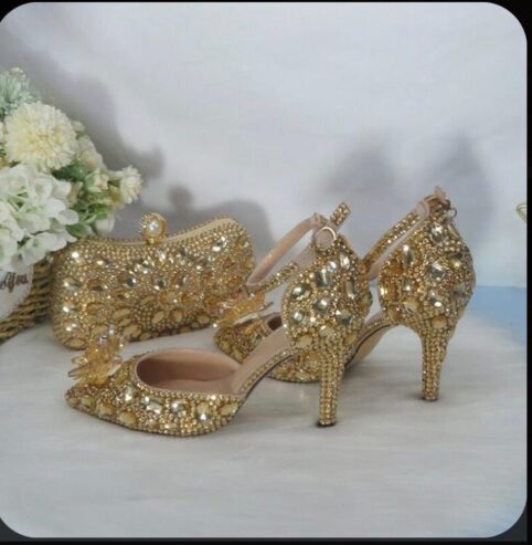 Ladies Clutch hand bag with shoe Set