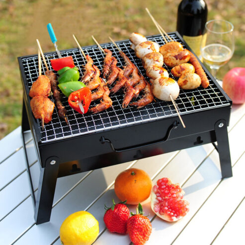 Portable Stainless Steel Barbecue Grill Pits – Folding BBQ Pit for Picnics and Camping