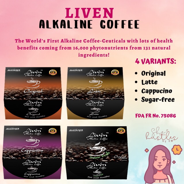 Aim Global Product: LIVEN COFFEE Flavors: Original, Latte, Cappuccino, Sugar Free