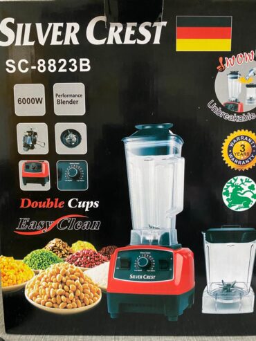 SILVER CREST SC-8823B Double Cup Commercial Blender 6000W with Metal Gears