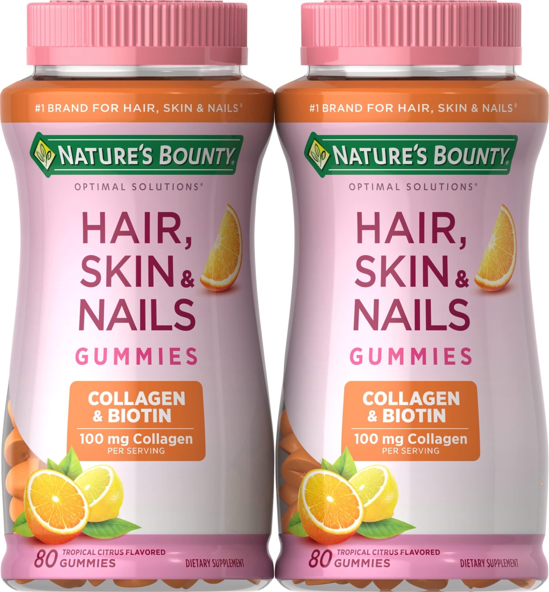 Nature’s Bounty Hair, Skin & Nails with Biotin and Collagen, Citrus-Flavored Gummies Vitamin Supplement