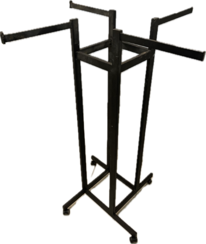 Clothing Rack – Black Stainless Steel 4 way clothing rack with wheels