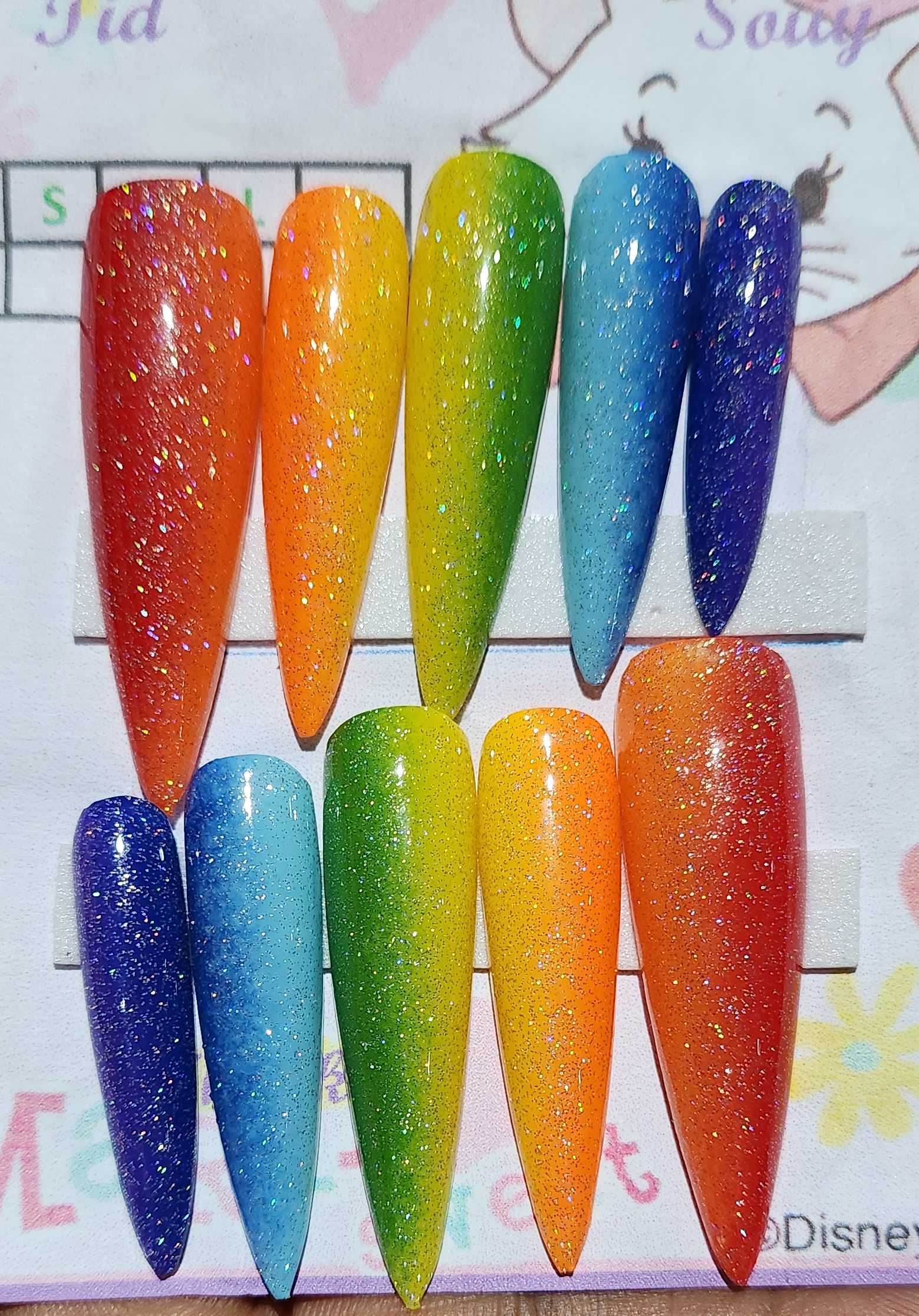 Long and strong press on nails more multi coloured