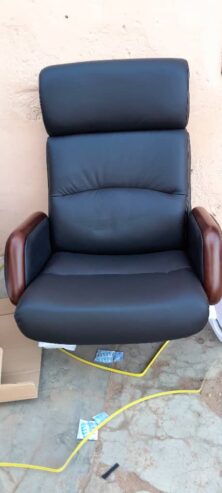 Black leather swivel chair