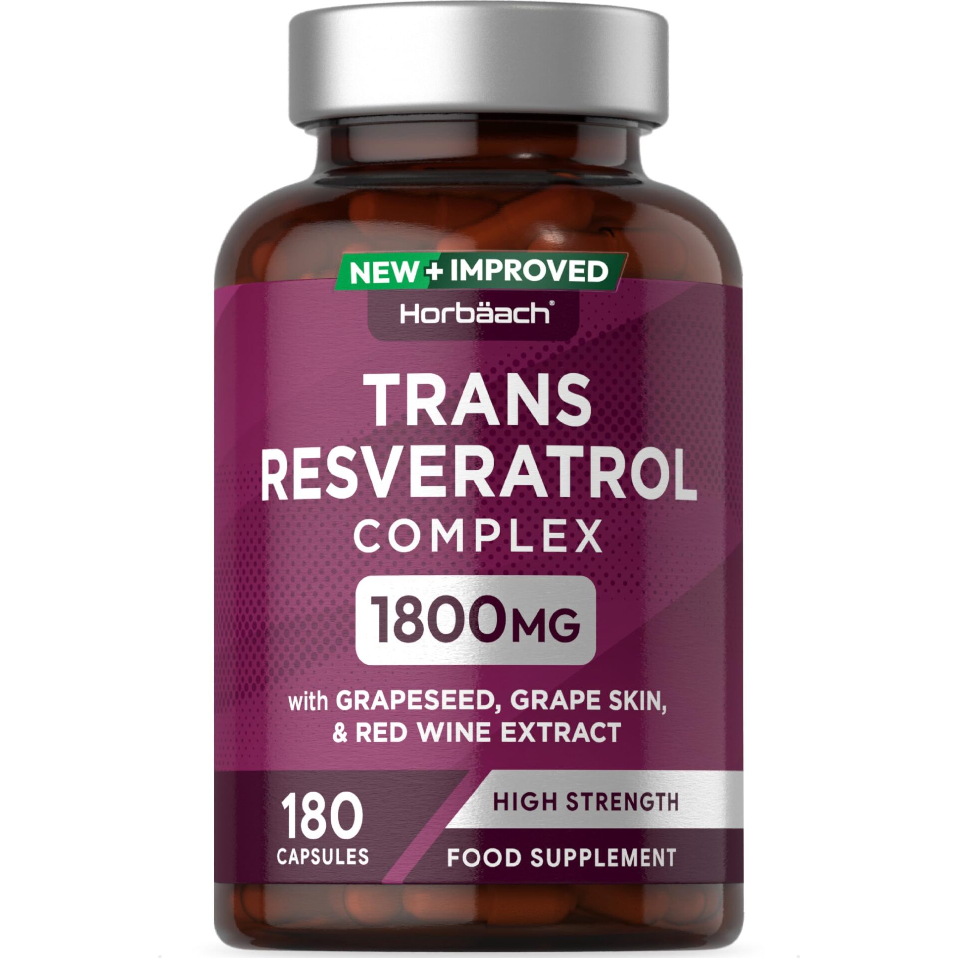 Trans Resveratrol Complex with Grapeseed 1800mg 180 Capsules