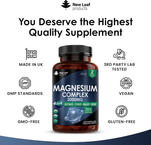 Magnesium 4-in-1 Complex 2000mg Glycinate Citrate Malate Oxide