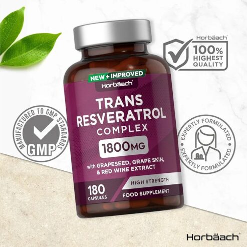 Trans Resveratrol Complex with Grapeseed 1800mg 180 Capsules