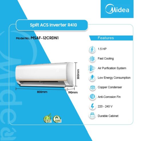 Midea 1.5hp Inverter R410 Split Air Conditioner Msaf 12crdn1
