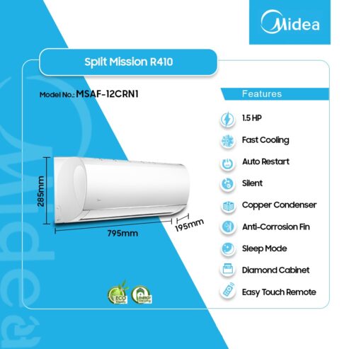 Midea 1.5hp R410 Split Air Conditioner Msaf12crn1