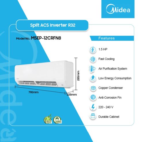 Midea 1.5hp Split Ac R32 Inverter Msep 5 Stars Msep12crfn8