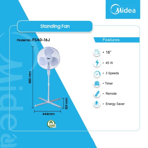 Midea 16″ Standing Fan Fs40 16ja