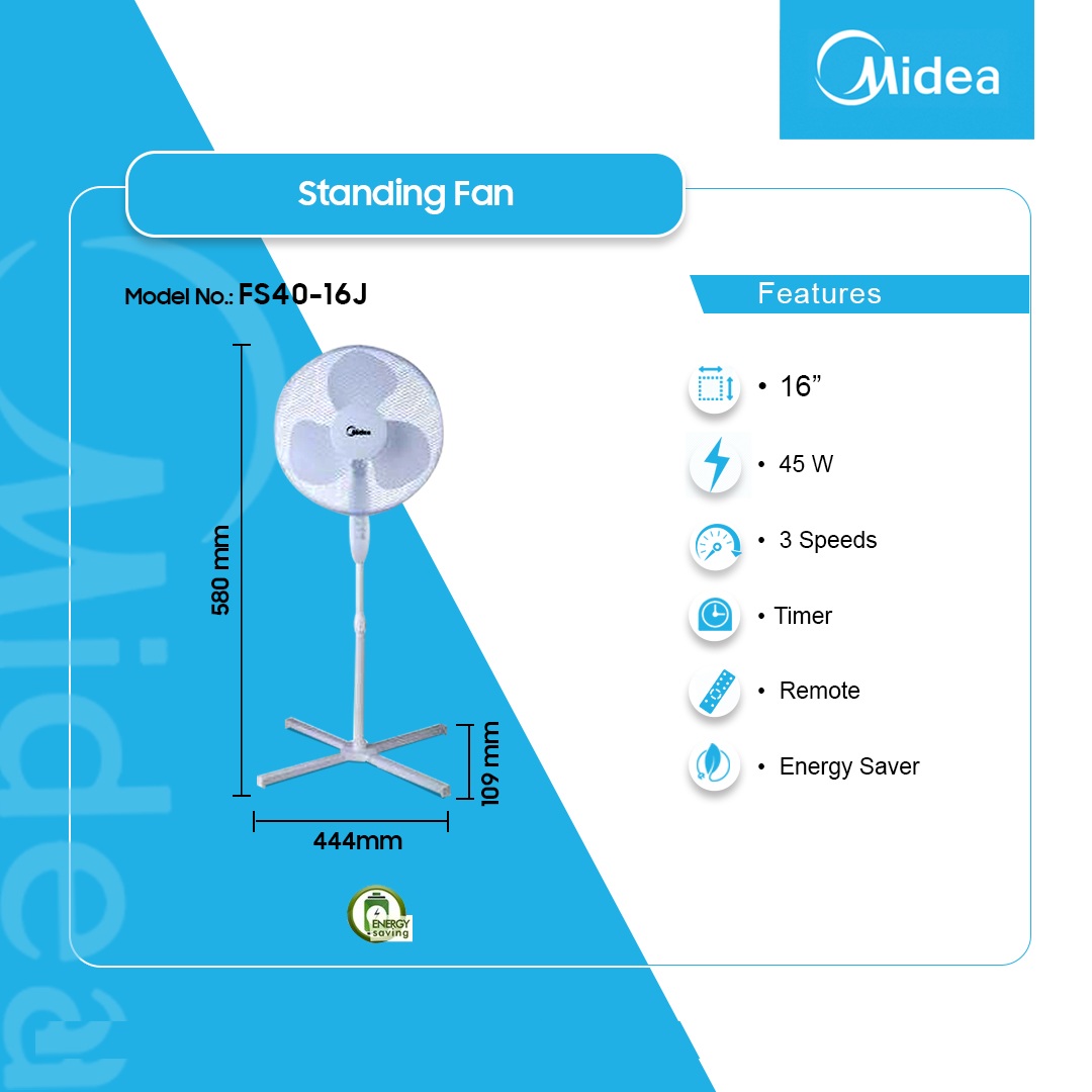 Midea 16″ Standing Fan Fs40 16ja