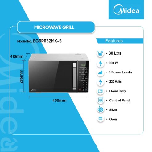 Midea 30ltr 900w Grill Microwave With Oven Em9p032mx S