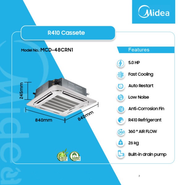 Midea 5.0hp R410 Cassette Unit Mcd 48crn1