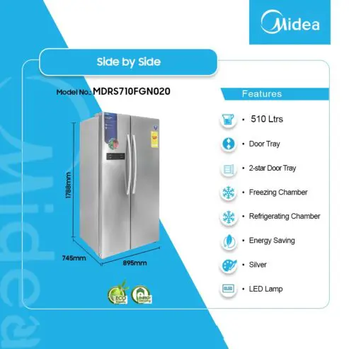 Midea 510 Ltr Side By Side Refrigerator Mdrs710fgn02d
