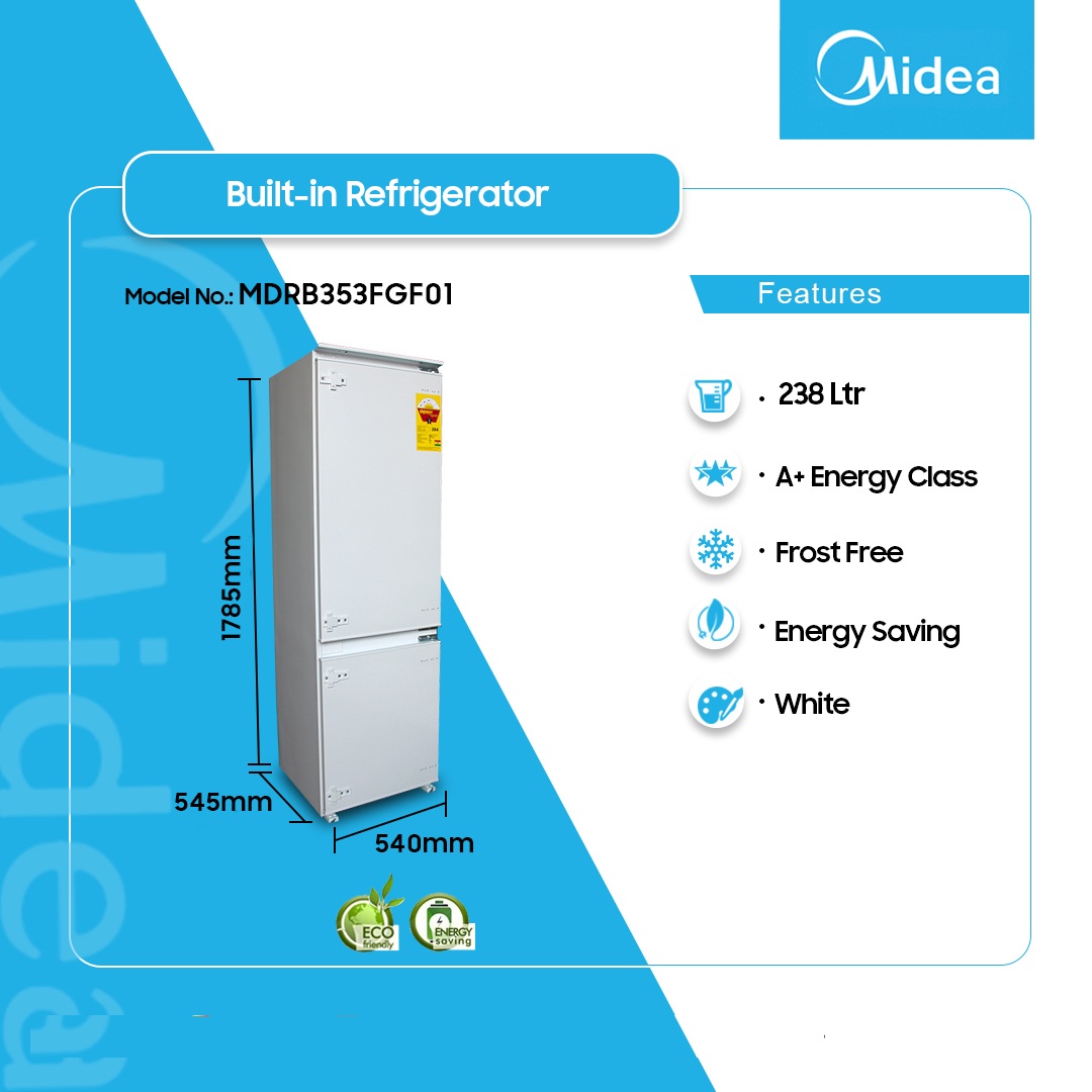 Midea Built In Frdige 238ltrs Mdrb353fgf01
