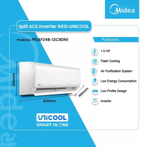 Midea Split Inverter R410 Unicool 1.5hp Ac Msaf24b 12crdn1