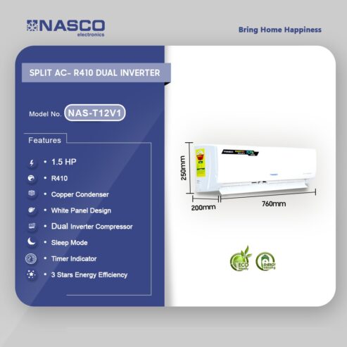 Nasco 1.5hp R410 Split Dual Inverter Air Conditioner Nas T12v1