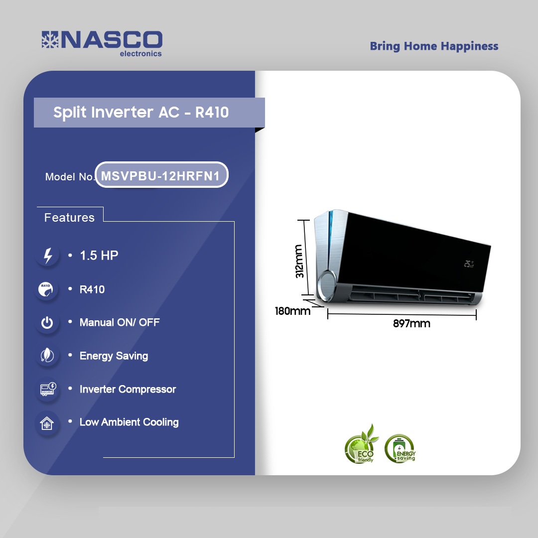 Nasco 1.5hp Vertu Plus Mirror Inverter Air Condition Msvpbu-12hrfn1
