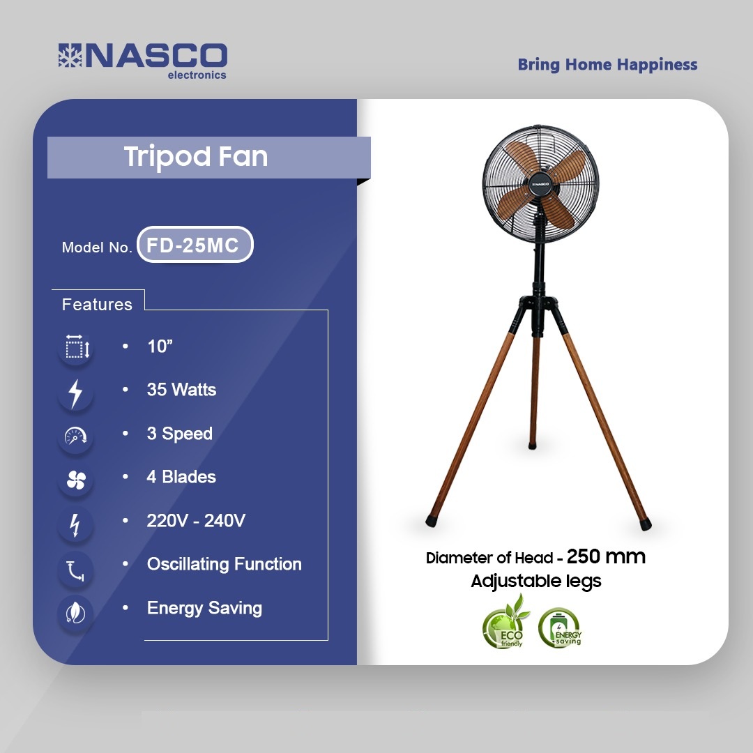 Nasco 10″ Tripod Fan Fd 25mc