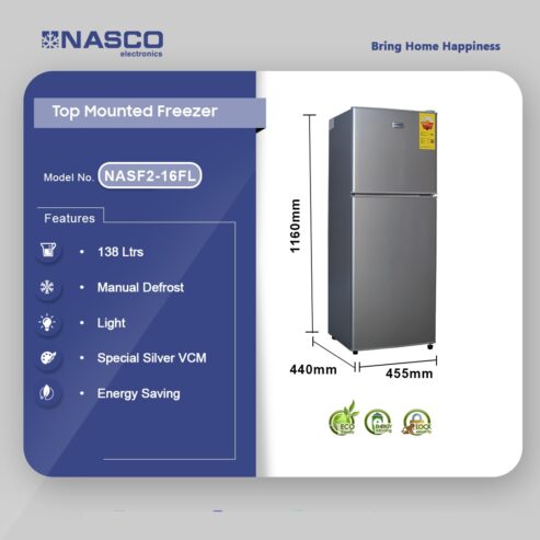 Nasco 138ltr Top Mounted Refrigerator Nasf2 16fl